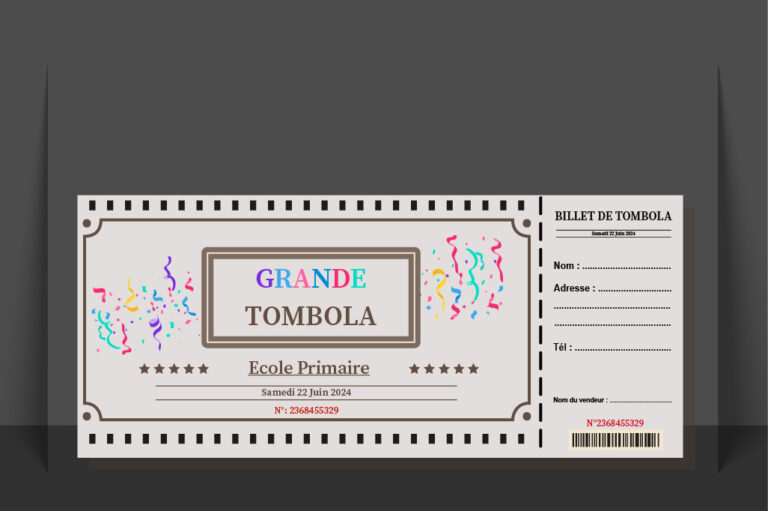 Billet de tombola à personnaliser