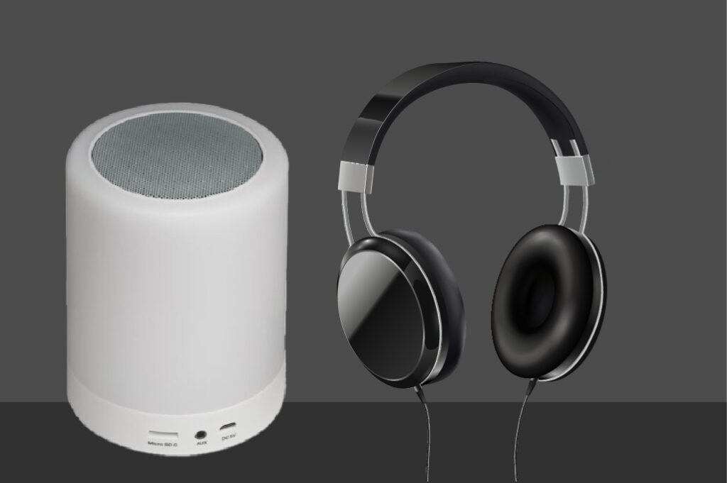 casque audio et haut parleur
