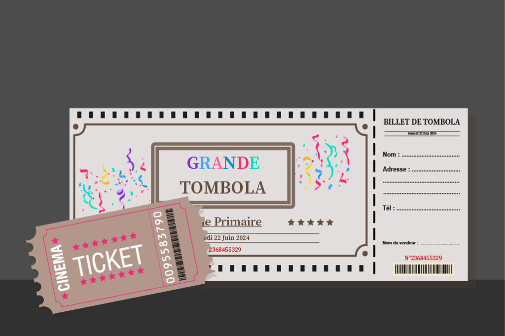 Tickets et billets de tombola à personnaliser pour vos évènements